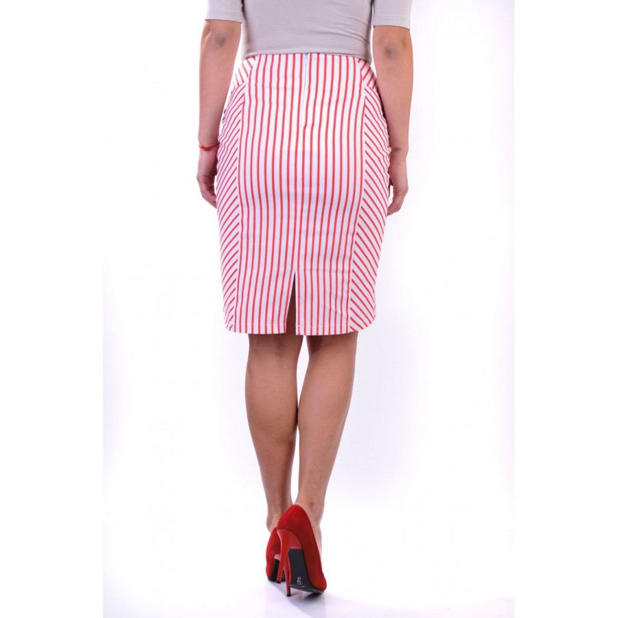 Striped skirt in a ball and red stripes 16190 made of cotton